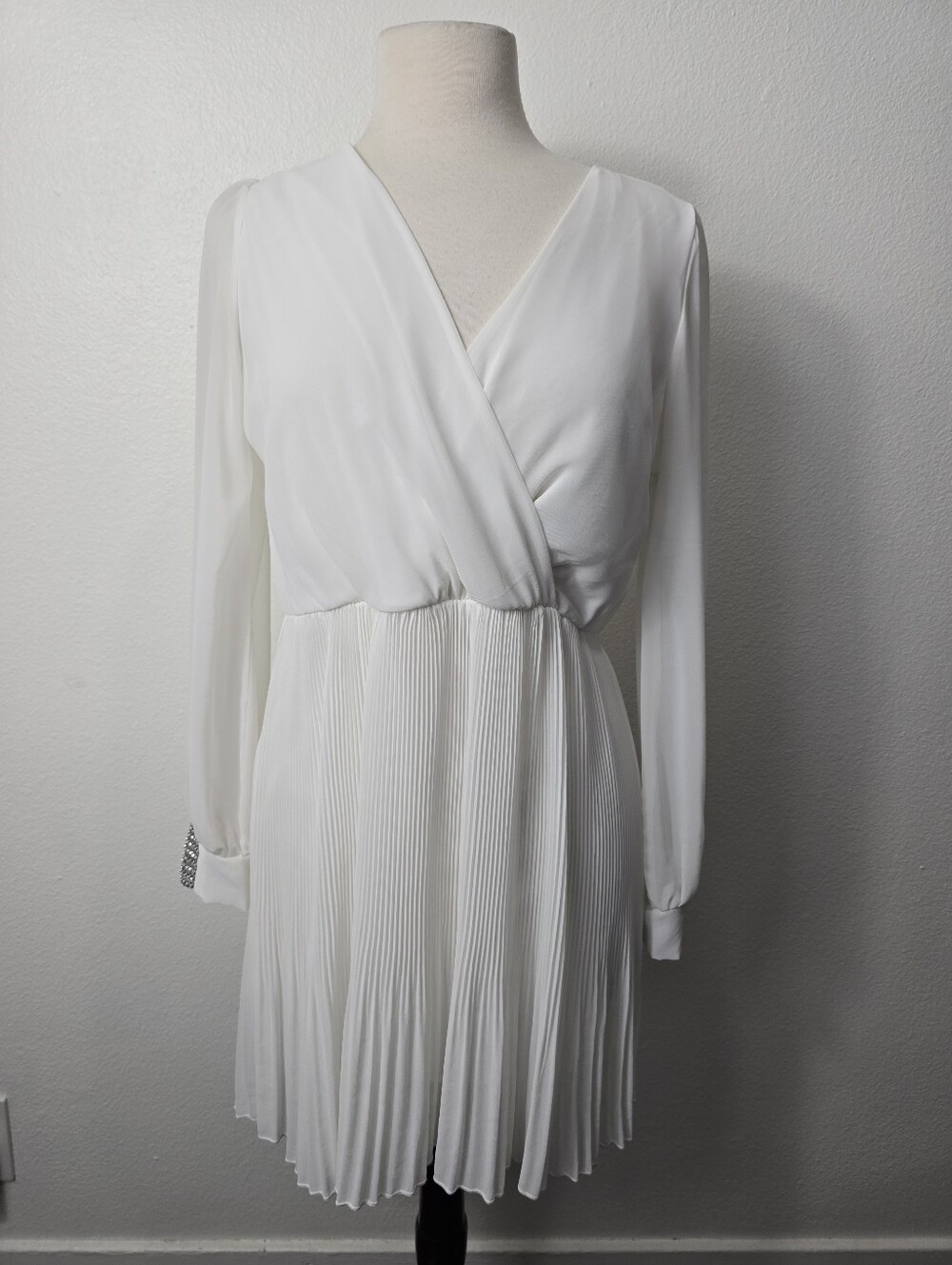 Janice  Pleated Long-Sleeve Dress